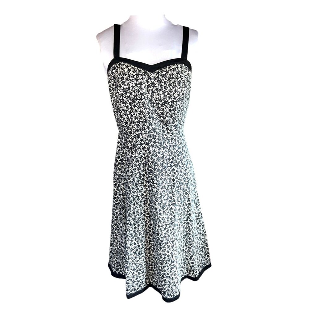 Black & White Floral Print Sleeveless Dress Size 6 By Dressbarn - Picture 1 of 8